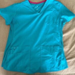 MEDCOUTURE TEAL SCRUB TOP